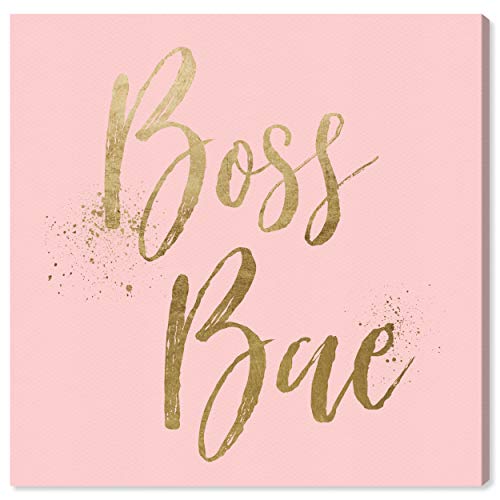 The Oliver Gal Artist Co. Typography and Quotes Wall Art Canvas Prints 'Boss Bae Luxe Gold Pink' Home Décor, 16