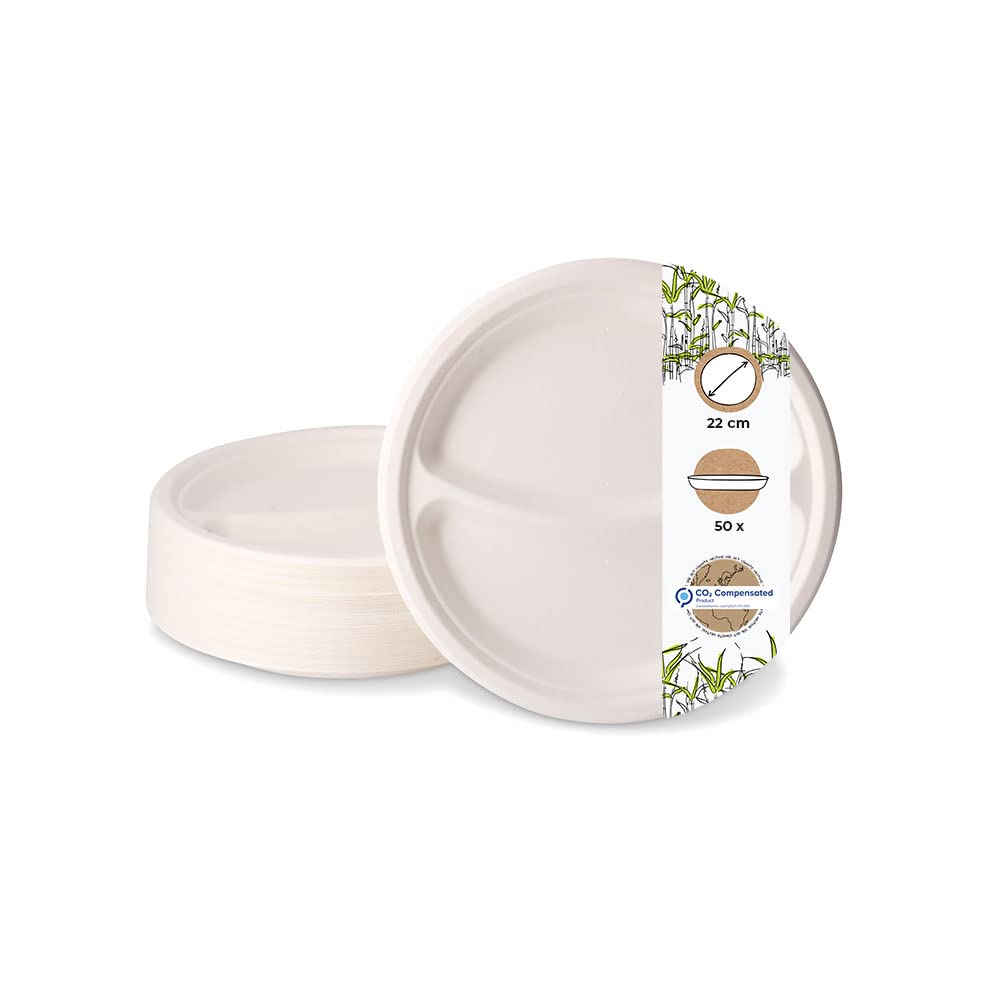 Assiette Carrée En Canne à Sucre, Set De 24 Assiettes Biodégradables