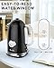 Harriet Electric Kettle, 1.8L Retro Electric Tea Kettle with Thermometer, 1500W Stainless Steel Hot Water Kettle Electric with LED Indicator, Fast Boiling, Cordless, Auto Shut-Off, Black