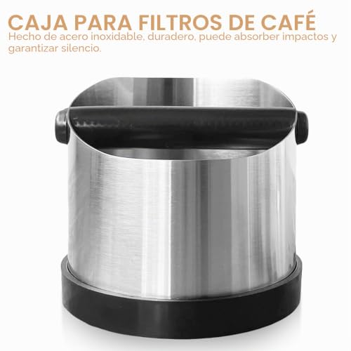 Miniatura 6 de Recipiente Para Tamiz Portafiltros, Caja De Acero Inoxidable, Recipiente Para Posos De Café, Portafiltros Para Posos De Café, Recipiente Para Portafiltros, Accesorios Para Máquina Portafiltros 700 Ml