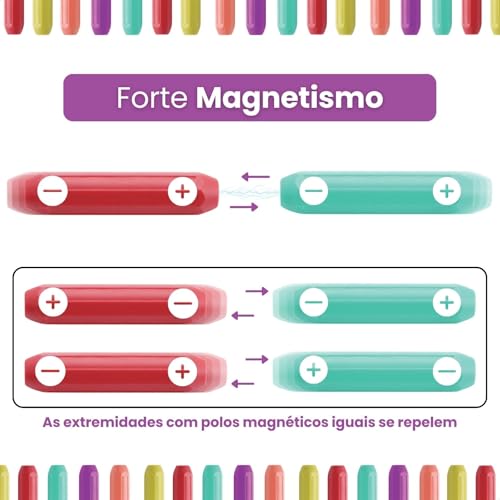 Blocos de Montar Magnéticos Infantil Brinquedo Educativo Bolas e Bastões 138 Peças