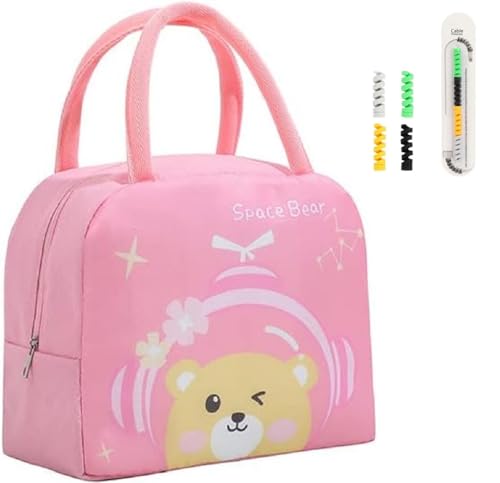CoolKraft Lunch Box Bag for School Kids, Girls,Boys, Animal Design Bag, Organize Store Hot & Cold Insulated Portable Tiffin Bag 23 x 19 x 10 cm (Teddy Space Pink) (B0CJS95VKM) Amazon Price History, Amazon Price Tracker