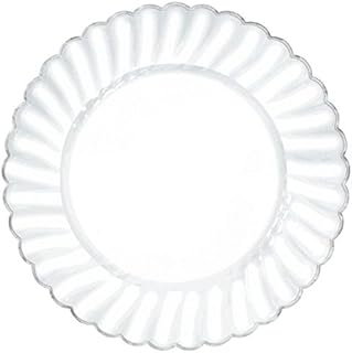 amscan Classic Scalloped Plastic Party Plate with Metal Trim (20 Piece), 7