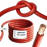 EBROM Batteriekabel hochflexibel Hi-Flex (Hi Flex) 70mm2 Kabel – Meterware in ROT - sehr biegsam – Mantel aus PVC (70 ± 5 Shore) – 100% OFC Kupfer 70 mm² - als Starterkabel, Ladekabel oder ähnliches