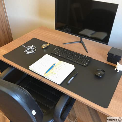 Mouse Pad Desk Pad Max XL Couro Ecologico 90x40cm Design Minimalista (Black)