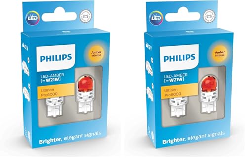 Bombillas intermitentes LED WY21W Philips Ultinon Pro6000 ámbar para viajar seguro de noche