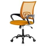 PayLessHere Office Computer Chair Ergonomic Cheap Desk Chair Adjustable Comfortable Mid Back Task Rolling Swivel with Lumbar Support for Home Office (Pack of 1, Orange)