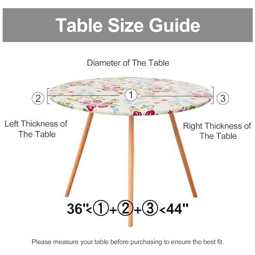 misaya Round Fitted Tablecloth with Elastic Edge, 100% Waterproof Oil Proof Plastic Table Cover, Vinyl Flannel Backed Tablecloth Fits 36"-44" Round Tables for Dinner, Outdoor, Picnic, Butterfly by misaya - Image 7