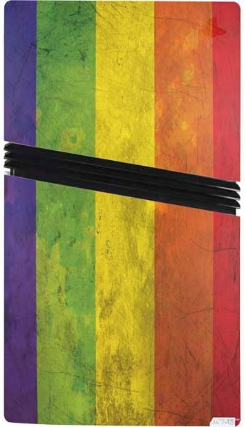 Skinit Decal Gaming Skin Compatible with PS5 Pro Bundle - Distressed Rainbow Flag Design