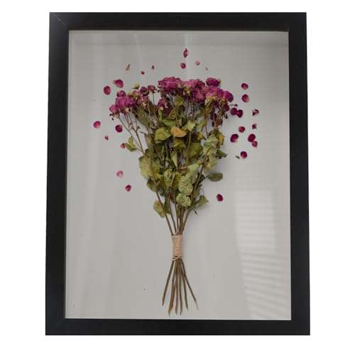 3D Shadow Box, 22x17cm, Picture Frame Wooden Deep Box, Box Display Frame for Wall Hanging or Desktop, Box Frames for Crafts 3D Deep, Flowers Case frames for Memorabilia Medals Tickets (Black)