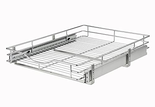 Dindon 1 Tier Pull Out Cabinet Organizer (11" W X 18" D) Heavy-Duty Metal Sliding Drawer Shelf, Slide Out Wire Basket For Kitchen Cabinets, Pantry, Bathroom, Chrome Finish… #TOP7