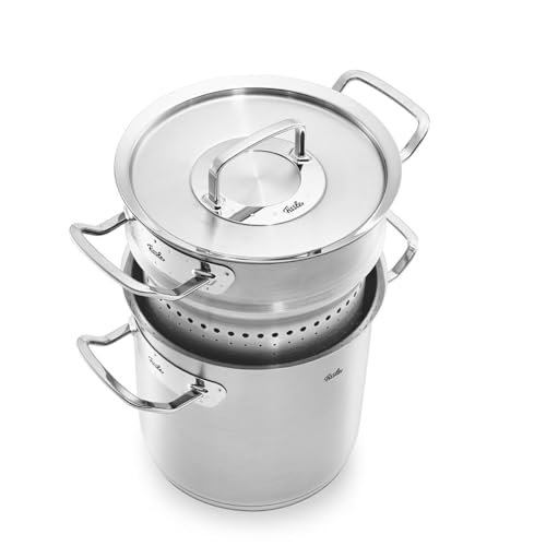 Fissler Oryginalny Profi Collection Multistar garnek ze stali nierdzewnej (Ø 20 cm, 6 l) wysoki garnek z pokrywką, sitko do gotowania na parze i duszenia, indukcja