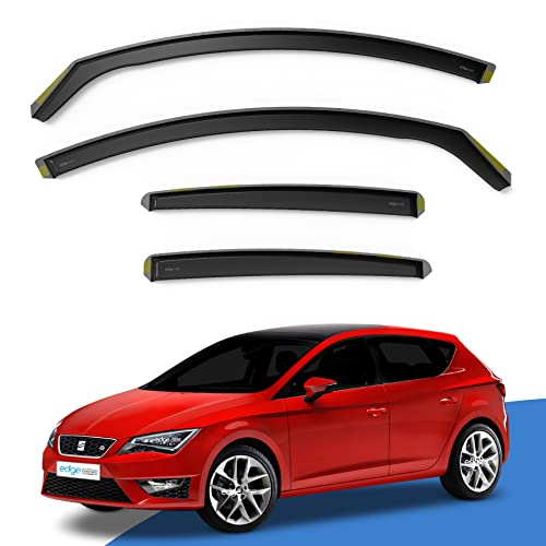 EdgeVisors Wind Deflectors | Fits: SEAT Leon/Cupra MK3 (2013-2020) 5 Door Hatchback 4pc Set | In-Channel Rain Guards for Wind, Rain & Sun Protection, Easy Installation - Tinted