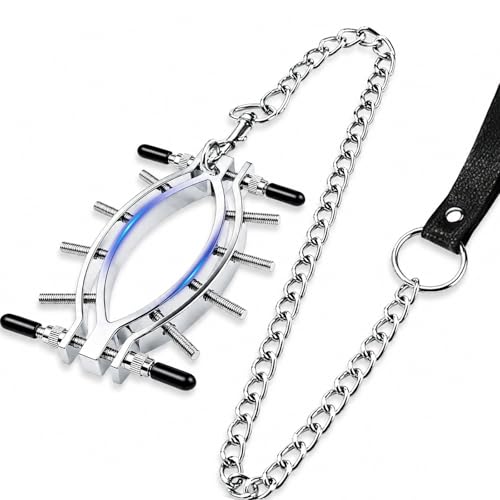 Vaginal Clamps Pussy Clamp Metal Vaginal Spreader Stretcher Adjustable Clit Clamp Pussy Spreader Clip Clitorist Clamp with Chain Bondage Sexual Stimulation Device Extreme Restraints BDSM Toy for Women