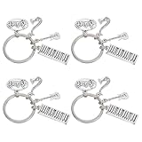 DIYEAH Llaveros Musicales 4 Piezas con Colgantes de Piano, Guitarra, Saxofón y Nota Musical, Pequeños Llaveros para Músicos, Recuerdos de Fiesta Temática Musical para Bolsos y Mochilas
