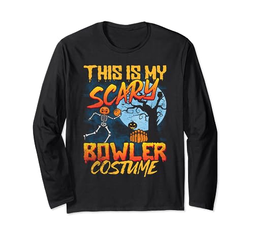 Funny This Is My Scary Bowler Bowling Halloween Costume Long Sleeve T-Shirt