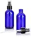 Cobalt Blue Glass Boston Round Treatment Pump Bottle - 4 oz (2 Pack) + Clear Travel Bag
