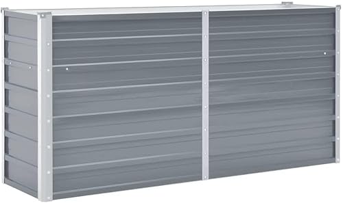 vidaXL Jardinera de acero galvanizado, 63.0 x 15.7 x 30.3 in, color gris