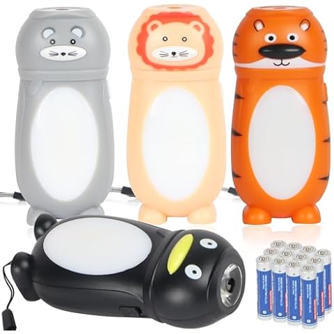 Hilngav 4 Pack Small Mini LED Flashlight for Kids - Cute Animal Flashlight - 2 in 1 Lantern Flashlight - Christmas Gifts Stocking Stuffers for Girls Boys Cover