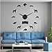 mazhant Miroir DIY Autocollants Numéros Horloge Murale Moderne Russe Wolfhound sans Cadre Grand Mur Montre Cadeau 27Inch