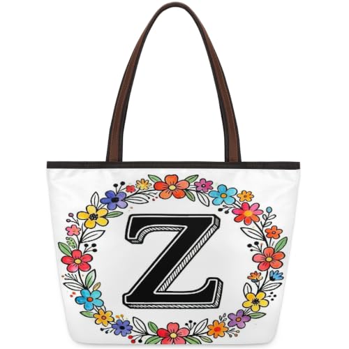 Sac fourre-tout lettre Z zippé en polyester grand format 45x33 cm