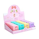 4pc Cartoon Book Shaped Eraser, Clean and Shavings Dual-Use Eraser-Eraser+Pencil Sharpener