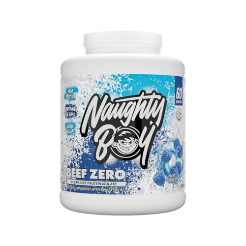 Naughty Boy Clear Beef Protein Isolate Powder, Muscle Growth and Recovery, Lactose Free, Zero Sugar, Low Fat, 1.8kg - 60 Servings (Blue Raspberry)