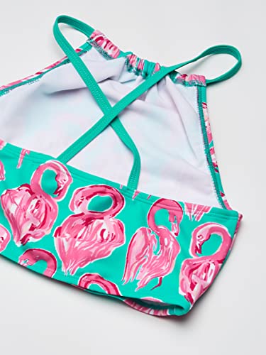Kanu Surf Girls' Little Hallie Flamingo Halter Tankini Beach Sport 2-Piece Swimsuit, Green, 6X - Thumbnail 4