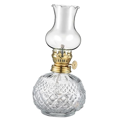 VICASKY Lampada Petrolio in Vetro Trasparente Stile Vintage Lanterna Decorativa per Interni ed Esterni per Natale Compleanni e Matrimoni Atmosfera Calda e Rilassante