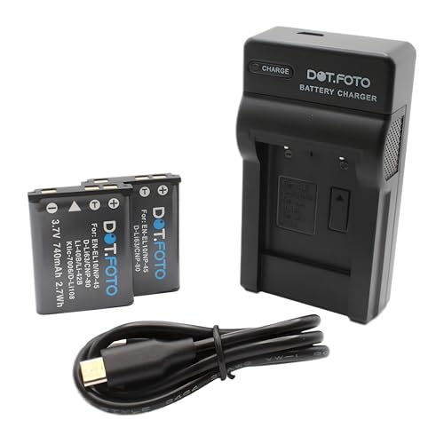 Dot.Foto LI-40B, LI-42B Premium 740mAh Batterie (x2) & LI-40C Type Chargeur de Batterie USB pour Olympus C-25, C-520, C-540, C-550, C-560, C-570 / D-630 Zoom,...