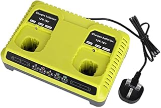 Hipoke P117 2 Ports Dual Chemistry Battery Charger for Ryobi One+ Plus Rechargeable Battery Power Tool 12V~18V Ni-Cd Ni-Mh Li-ion Battery P100 P101 P106 P104 P105 140153004 140237023 (UK Plug)