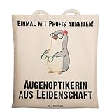 Mr. & Mrs. Panda Laptoptasche Augenoptikerin Leidenschaft - Geschenk, Beutel, Optometristin, Eröffnung, Tote Bag, Spruch, Shopper, Schultertasche, Tasche, Lustig, Witzig