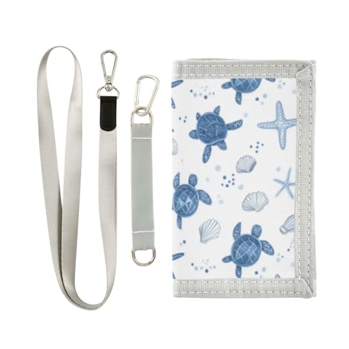 Wusikd Turtles Kids Wallet for Boys Girls Starfish Shells Toddler Trifold Wallet Novelty Wallet for Teens Women Men