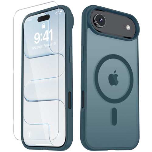 Image of YENAPOON for iPhone Air Case, Matte Magnetic Phone Cover [with 1 Screen Protector] [Support for MagSafe] [Shockproof Military Grade Protection] Translucent Frosted Back, Lavender Gray