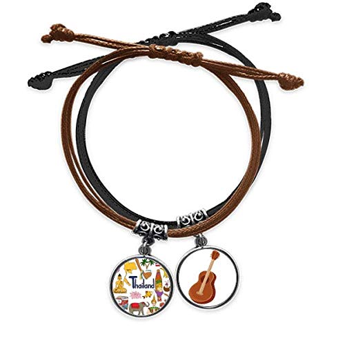 Pulsera Tailandia artesanal con acabados en cuero y cadena de cuerda