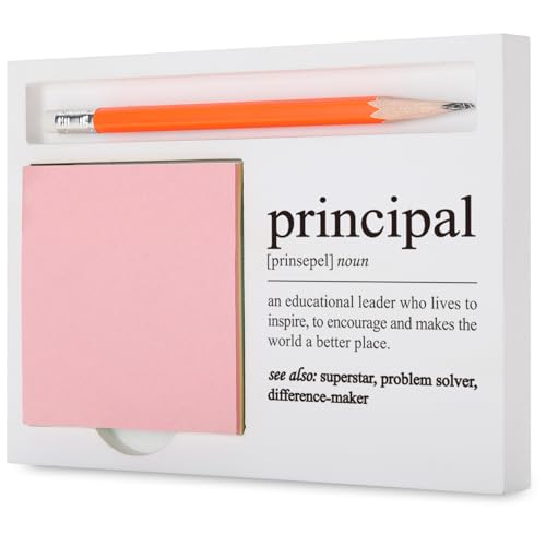 Principal Gifts for Women Men Inspirational Desk Organizer with Leadership Definition for Retirement, Back to School, Principal’s Day or Congratulations Desk White Note Pad Holder XBCT1