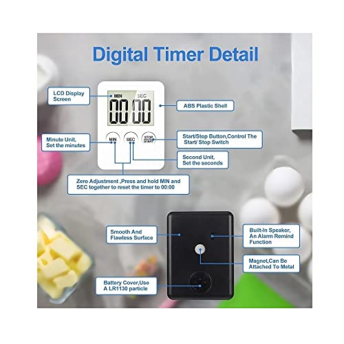 LCA Magazine Timer Digital com Imã Cronômetro Regressivo e Progressivo CozinhaTreino Academia Luta 7