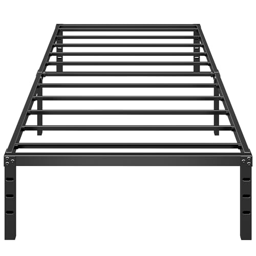 Chroark Metal Platform Bed Frame Twin Size, 18 Inch Height with Heavy Duty Steel Support, No Box Spring Needed, Easy Assembly and Underbed Storage,Black