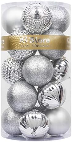 KI Store Black Christmas Baubles 60mm Christmas Tree Decoration Ornaments 34pcs Shatterproof Balls for Halloween Xmas Hanging Decorations Festival Holiday Decor
