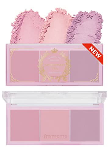 I'm Meme Palette - Afternoon Tea Blusher | Blossom Tea Blended, Cool Tone Blush For Cheek, Soft Pink, Peach, Lavender, 3 Shades Palette, Matte Powder Blush For Face & Cheeks, For All Skin Tones, 0.4Oz #TOP6