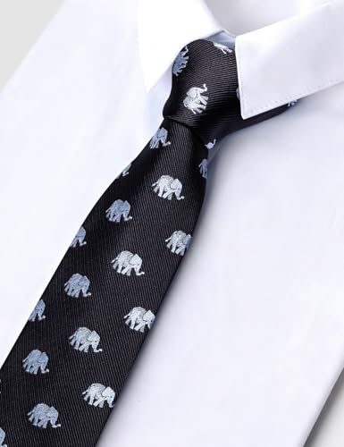 Image of Barry.Wang Silk Ties for Men Fun Necktie and Tie Clip Set for Wedding Party Business Formal Extra Long