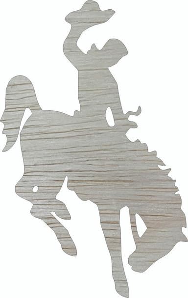 Wooden Cowboy 10" on Horse Craft Cutout, Unfinished Wood Blank