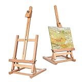 DJAR Chevalet de table de 63,5 cm pour peinture, chevalet de table réglable en bois de hêtre, support de dessin portable pour adolescents, adultes, étudiants, naturel