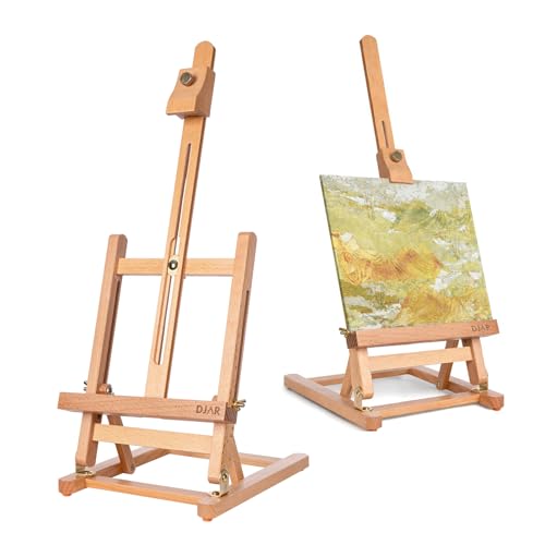 DJAR Chevalet de table de 63,5 cm pour peinture, chevalet de table réglable en bois de hêtre, support de dessin portable pour adolescents, adultes, étudiants, naturel