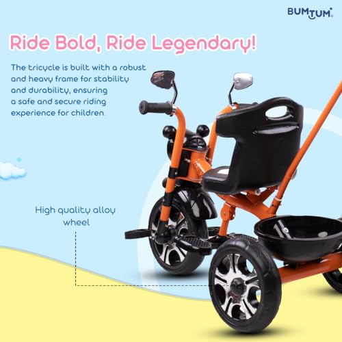 Image of BUMTUM Legendary Baby Tricycle Pedal Bike Rider Stylish | Tricycle for Kids (3-5 Years) Ride-Ons & Wagons Non-Battery Operated Ride-On Bike with Storage Basket - Orange