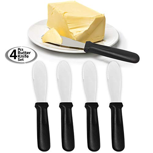 image for Butter Spreader Knives | 4 PCS Wide Blade Stainless Steel Spreader Kni