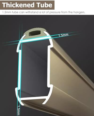 Adjustable Non-Slip Closet Rod with Rubber Ends - Heavy Duty Wardrobe Hanger Bar, Cuttable for Bathroom, Cloakroom & Cupboard, 30cm to 170cm (Black, 115cm)