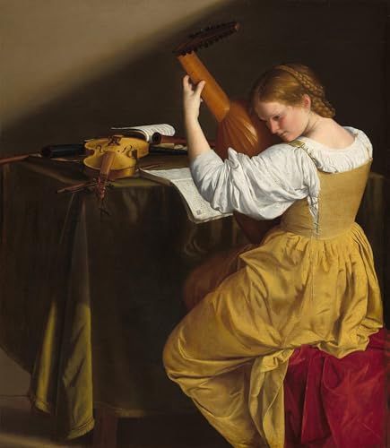 Tableau le joueur de luth d'Orazio Gentileschi impression d'art sur toile 60x90cm