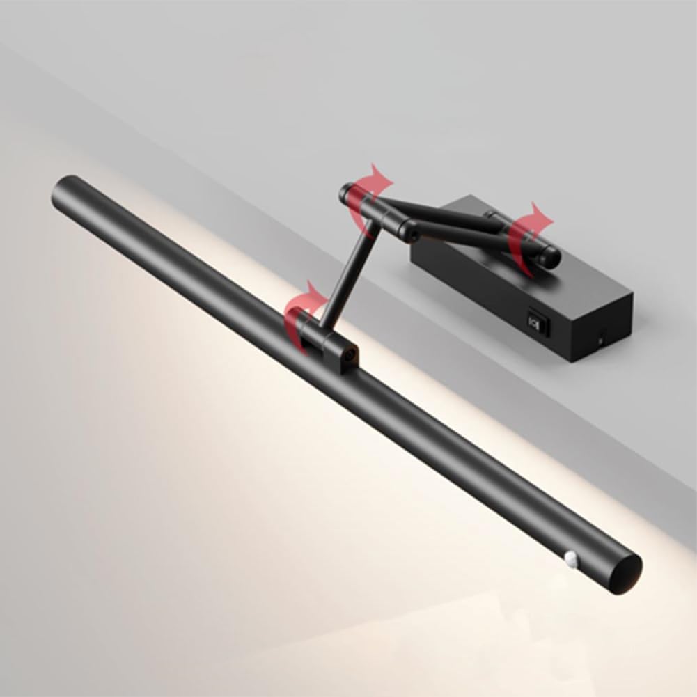 Lampada a Specchio LED Bagno 60CM Lampada da Bagno Rotante Luce da Parete Impermeabile Lampada da Parete Dimmerabile Rilevatore di Movimento Luce Parete Orientabile Sensore Luce Indoor