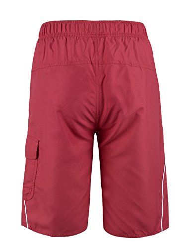 unitop Men's Lightweight Quick Dry Swim Trunks Red and White 32